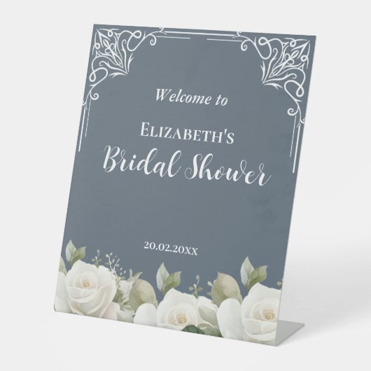 Budget Purple Florals Bridgerton Bridal Shower 台座サイン (正面)