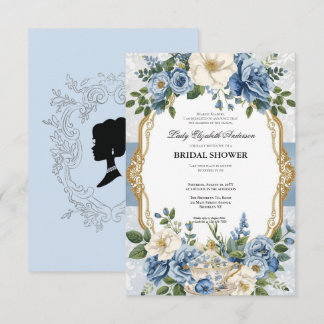 Budget purple Florals Bridgerton Bridal Shower 招待状