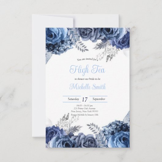 Budget Purple Florals Bridgerton Bridal Shower 招待状 (正面)