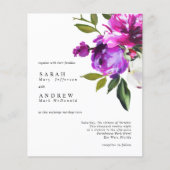 BUDGET Purple Flowers & Green Wedding Invitation (正面)