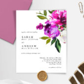 BUDGET Purple Flowers & Green Wedding Invitation
