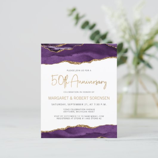 Budget Purple Gold Agate 50th Anniversary Invite (スタンド正面)