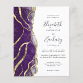 Budget Purple Gold Ink Wedding Invitation (正面)