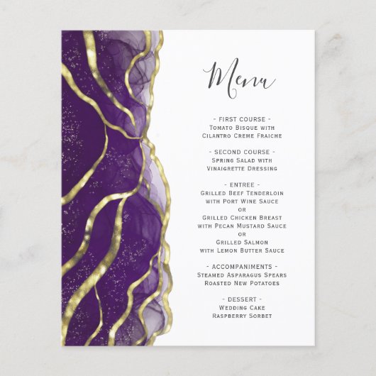 Budget Purple Gold Ink Wedding Menu (正面)
