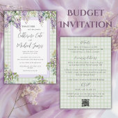 Budget Purple Lilac Greenery Elegant Wedding 招待状