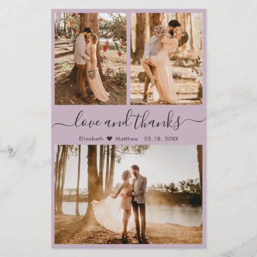 Budget Purple Photo Collage'結婚s Thank You チラシ (正面)