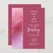 Budget Purple Pink Modern Wedding Invitation (正面/裏面)