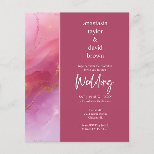 Budget Purple Pink Modern Wedding Invitation (正面)