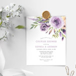 Budget Purple Rose Couples Shower Invitation<br><div class="desc">*** Please enter H009 in the store search to find all matching items *** Or visit our Purple Rose Floral Collection. *** This high-quality design is easy to customize to match your wedding colors, styles and theme. For further customization, please click the "Edit using Design Tool" link and use our...</div>