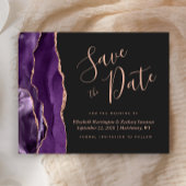 Budget Purple Rose Gold Agate Dark Save the Date