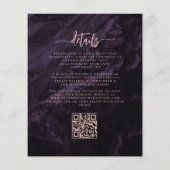 Budget Purple Rose Gold Floral QR Code Wedding (裏面)