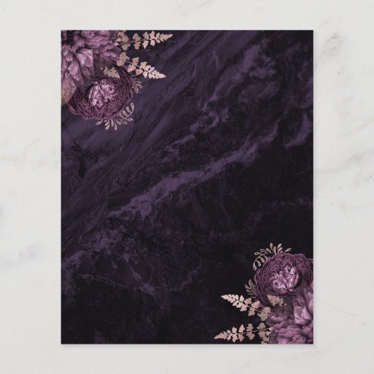 Budget Purple Rose Gold Floral Save the Date (裏面)