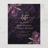 Budget Purple Rose Gold Floral Save the Date (正面)