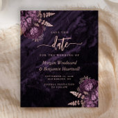 Budget Purple Rose Gold Floral Save the Date