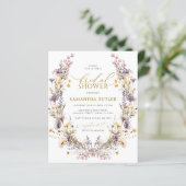 Budget Purple Wildflowers Bridal Shower Invitation (スタンド正面)