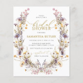 Budget Purple Wildflowers Bridal Shower Invitation (正面)