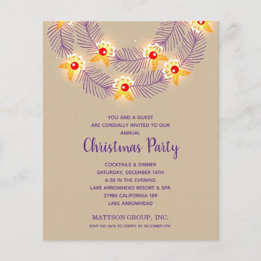 Budget Purple Wreath Christmas Holiday Invitations (正面)