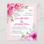 BUDGET QRコードピンクの花結婚式招待状 (正面)
