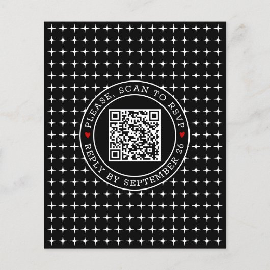 BUDGET QRコード私たちは黒い結婚式招待状 (裏面)