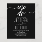 BUDGET QRコード私たちは黒い結婚式招待状 (正面)