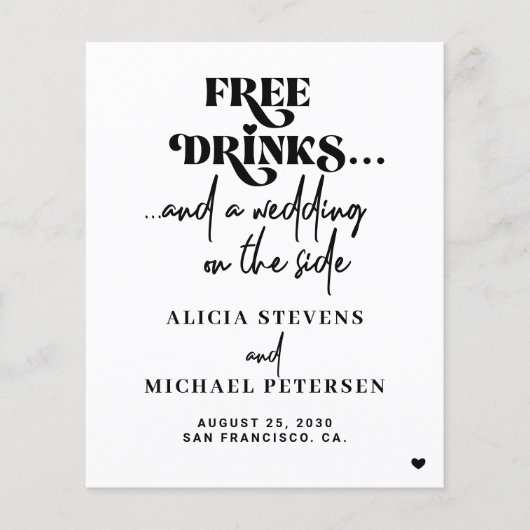 Budget QR code casual wedding save the date チラシ (正面)