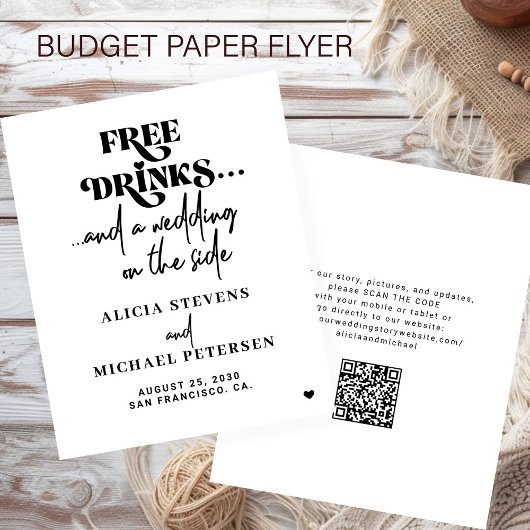 Budget QR code casual wedding save the date チラシ