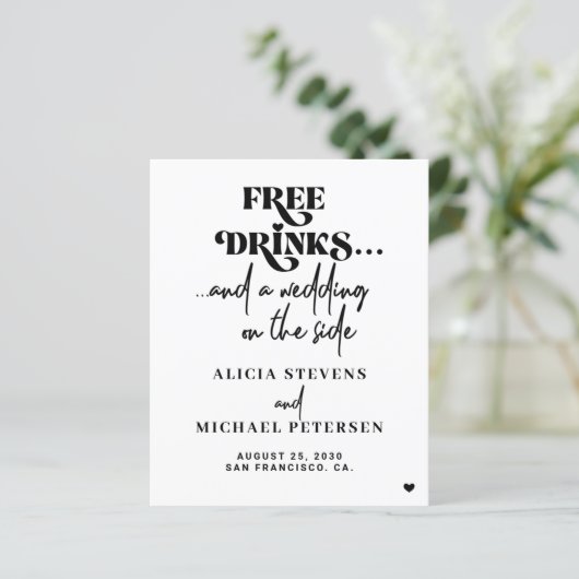 Budget QR code casual wedding save the date card (スタンド正面)