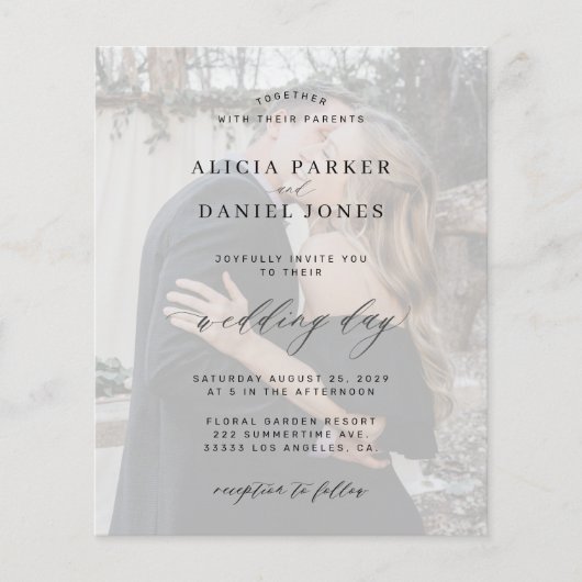 Budget QR CODE modern photo wedding invitation (正面)