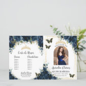 Budget Quinceañera 15 Navy Floral Padrinos Program (スタンド正面)