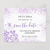 Budget Quinceanera white violet save the date (正面)