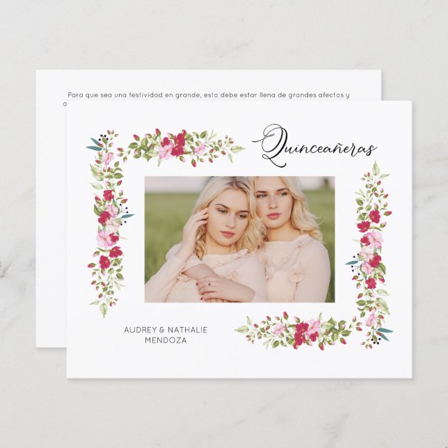 Budget Quinceañeras Spanish Floral Photo  (正面/裏面)