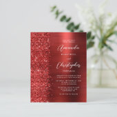 Budget Red Glam Glitter Wedding Invitation (スタンド正面)