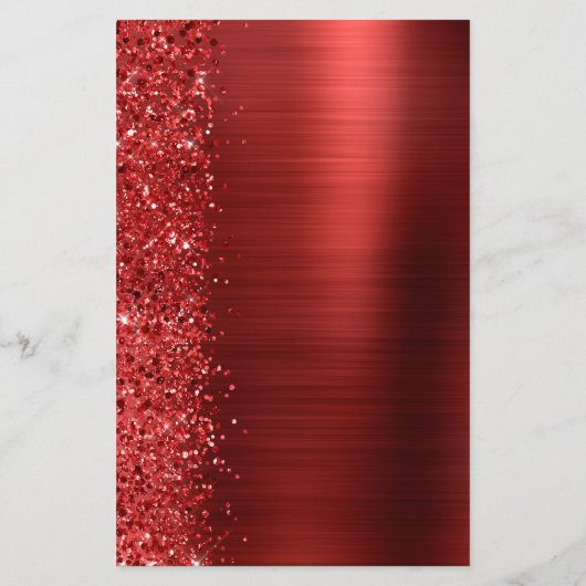 Budget Red Glam Glitter Wedding Invitation (裏面)