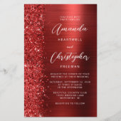 Budget Red Glam Glitter Wedding Invitation (正面)