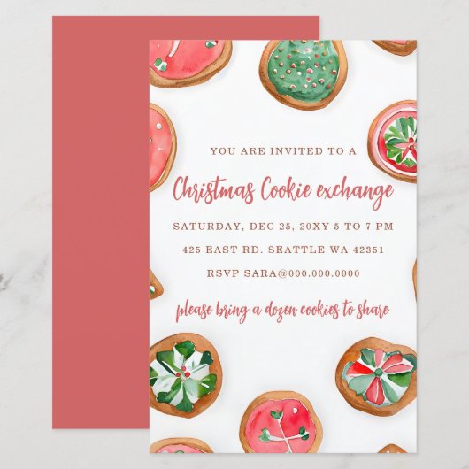 Budget Red Green Cookie Exchange Christmas Party (正面/裏面)