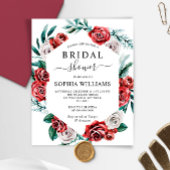 Budget Red Rose & Green Bridal Shower Invitation