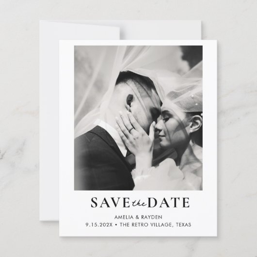BUDGET Retro Elegant Photo Wedding Save the date (正面)