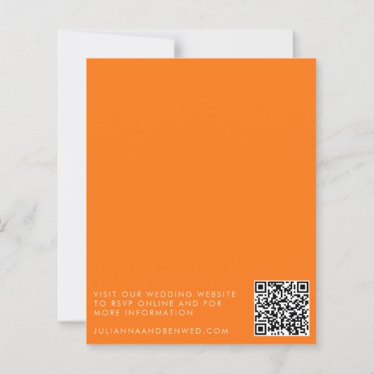 Budget Retro Orange Check Wedding QR Code Invite (裏面)