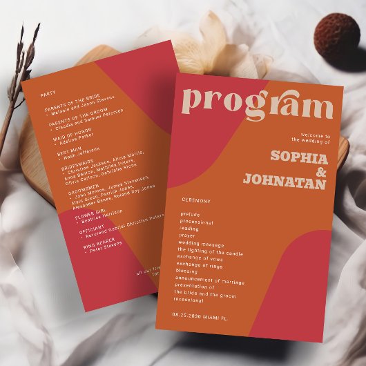 Budget retro wedding program template