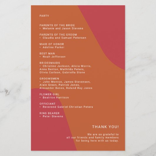 Budget retro wedding program template (裏面)