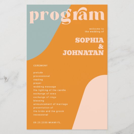 Budget retro wedding program template チラシ (正面)