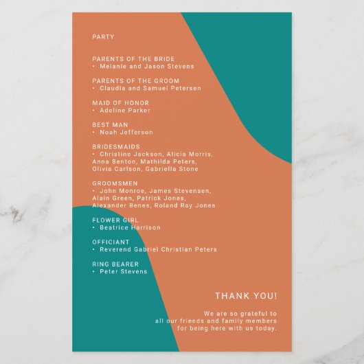Budget retro wedding program template チラシ (裏面)
