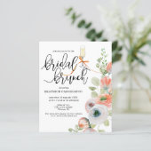 Budget Romantic Coral Floral Bridal Brunch Card (スタンド正面)