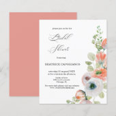 Budget  Romantic Coral Floral Bridal Shower Card (正面/裏面)