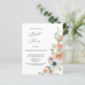 Budget  Romantic Coral Floral Bridal Shower Card (スタンド正面)