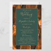 Budget Rust Gold Agate Green Wedding Program (正面)