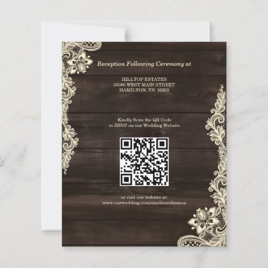 Budget Rustic All in One Wood Wedding Invitation (裏面)