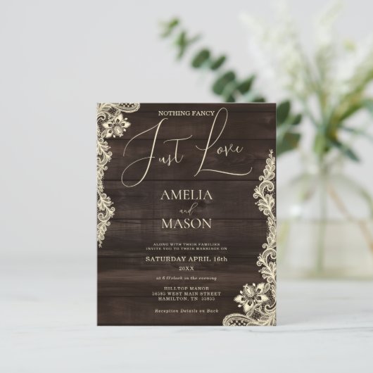 Budget Rustic All in One Wood Wedding Invitation (スタンド正面)