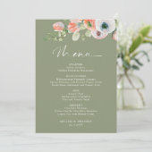 Budget Rustic Floral Sage Green Wedding Menu Card 招待状 (スタンド正面)