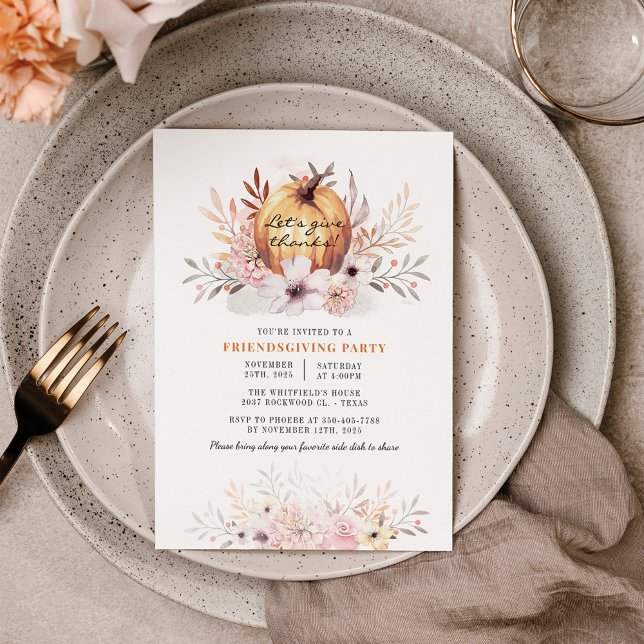 Budget Rustic Friendsgiving Floral Fall Pumpkin (クリエイターアップロード済み)